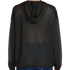 NWOT Long Sleeve Mesh Hoodie Pullover SEE Thru Black MESH Size S (4-6)